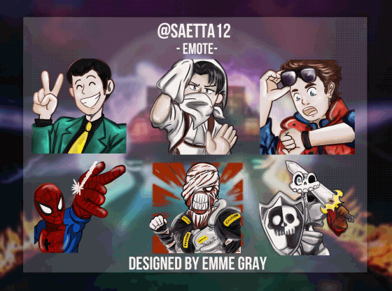 Twitch emote commission Saetta set 1